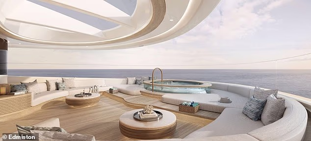 A Wide Seat Out Corridor With Enormous Jacuzzi Filled With Warm Water Generated From Pure Hydrogen Processing