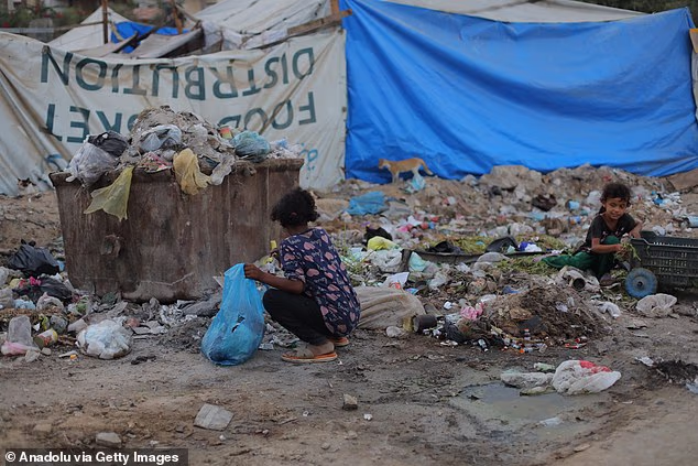 Palestinians Living In Makeshift Tents And Picking Discarded Food From Waste Bin