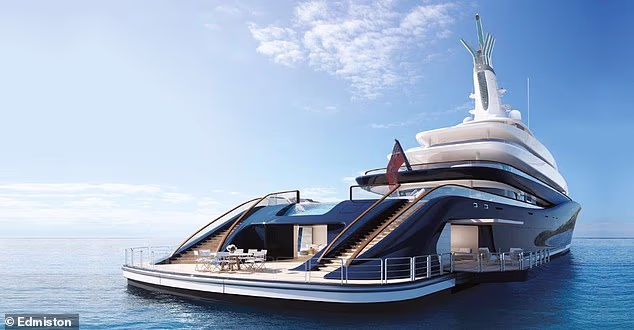 Super Yacht With Two Immpressive Staircases