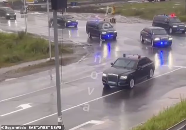 Putins Lined Up Entourage Vehicles Departing For The Summit