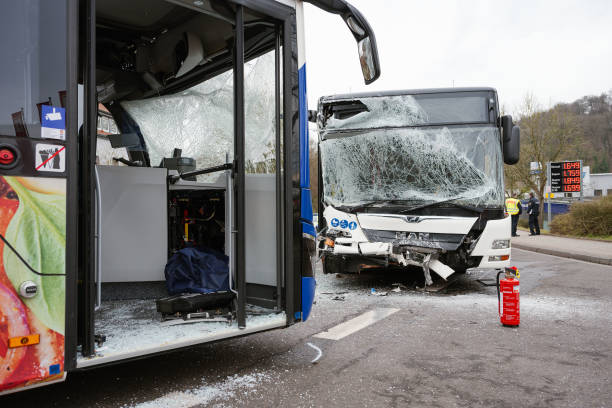 Wreckage Of Collided Buses