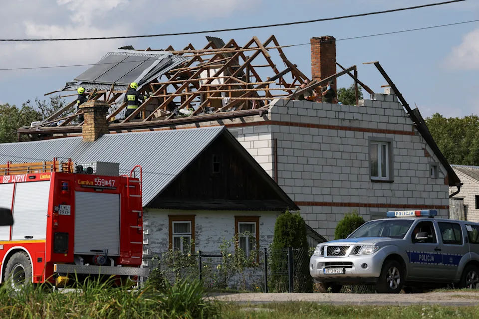 Overview Of House Roof Destroyed During Downing Of Drones In Poland