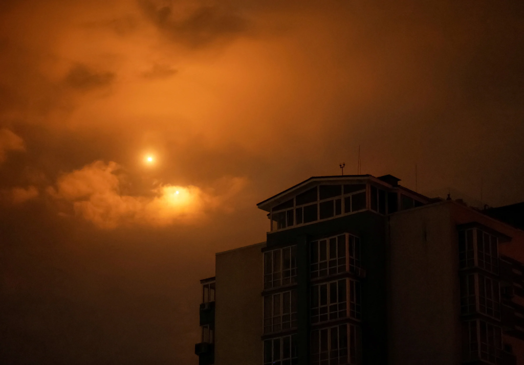 Sky View Captured During The Interception By Poland Defence Systems