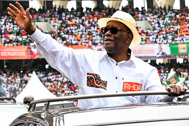 Alassane Oattara Extending Gestures To Ivorian Citizens As They Gathered At Olympic Stadium For A Meeting Gettyimage Webp