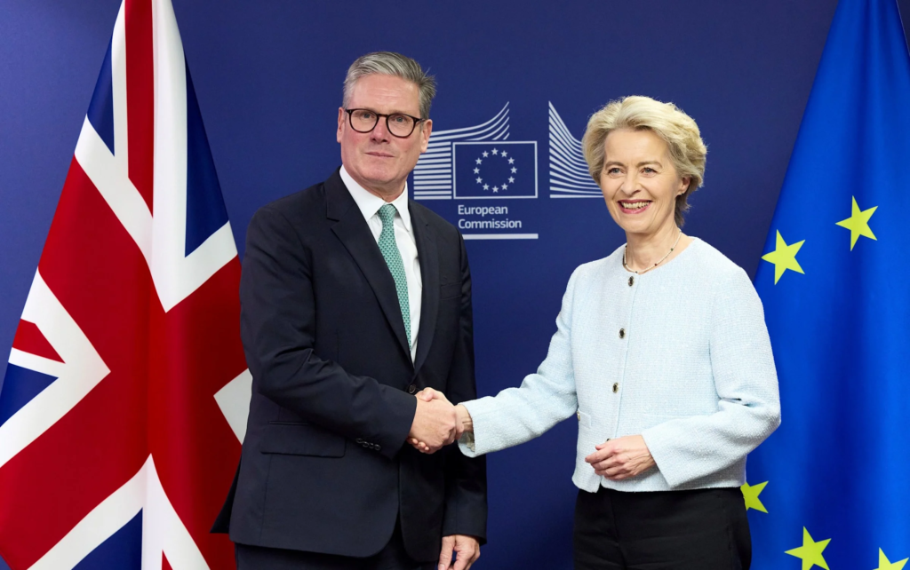 Eu Leader With Keir Starmer Having A Handshake During One Of Their Diplomatic Meetings Webp
