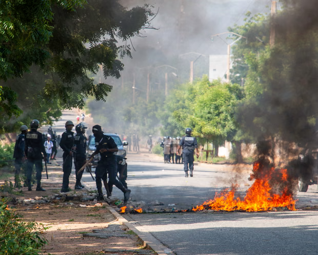 Fire Set On The Roadside During The Protest At The City Of Garoua Cameroon Webp