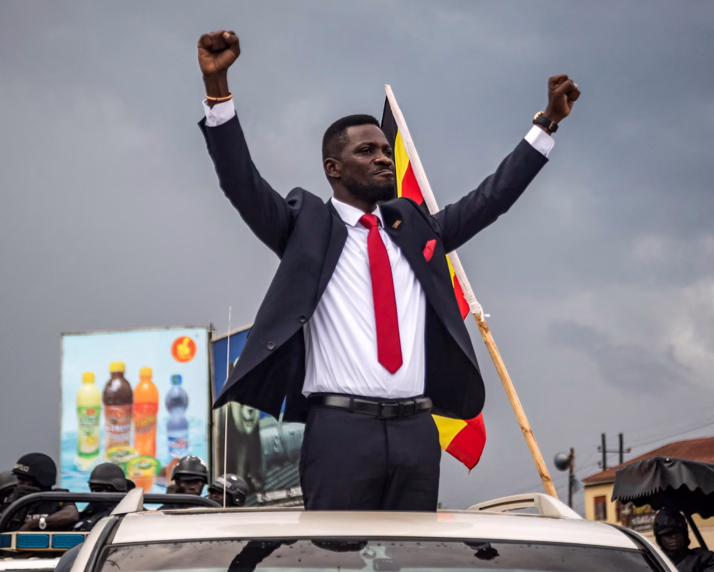 Opposition Flagbearer Bobi Wine Campaining During The Rally At Eastern Uganda