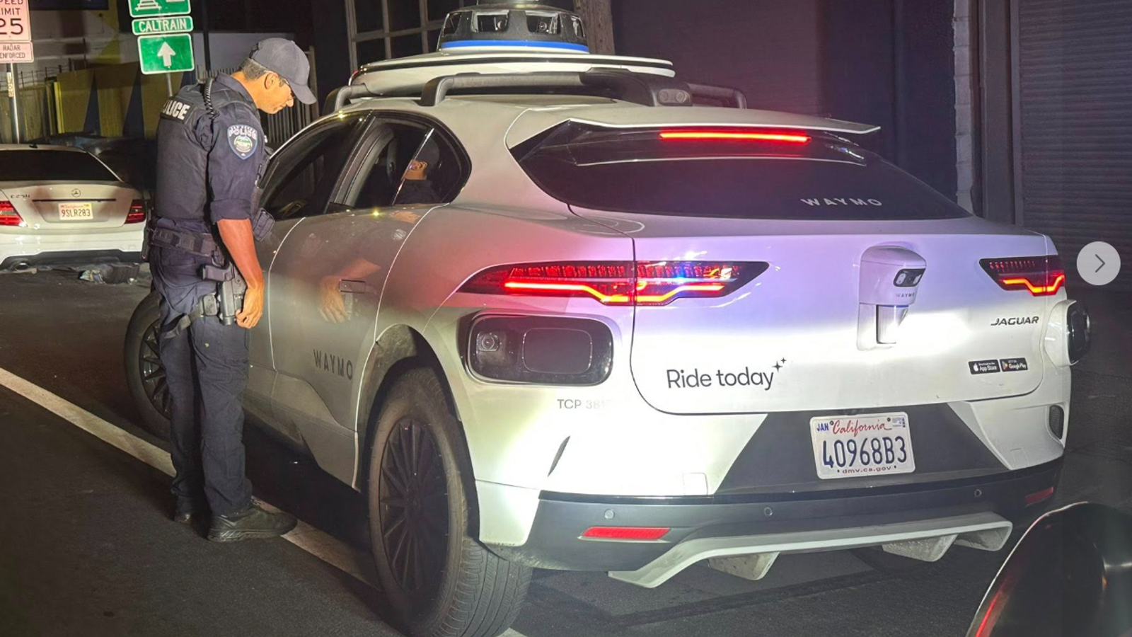 The Waymo Was Stopped After Making An Illegal U Turn Webp