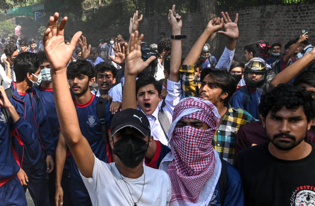 Pakistani Youths In A Protest In The City Of Karachi Pakistan