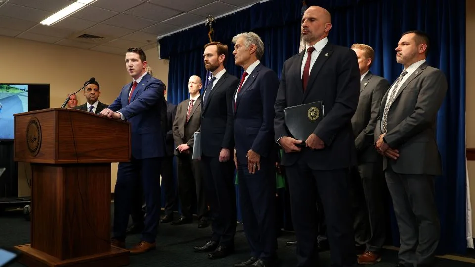 Colin Mcdonald The Assistant Attorney General For The National Fraud Enforcement Division Gave A Media Briefing To The Press And The Public