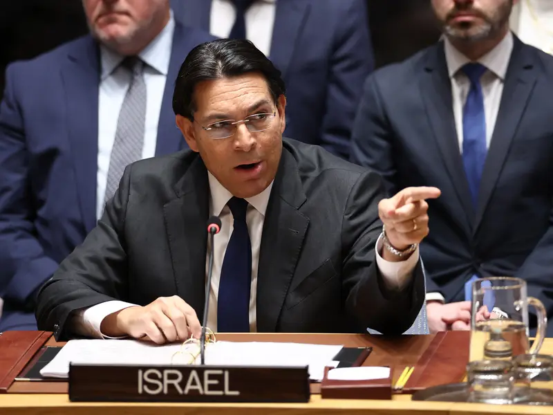 Danny Dabon The Un Permanent Representative Of Israel Pointing A Finger During The Meeting