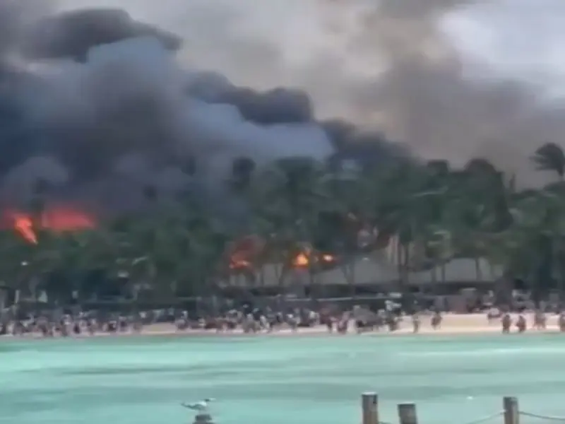 Dominican Beach Resort Captured While In Ablaze