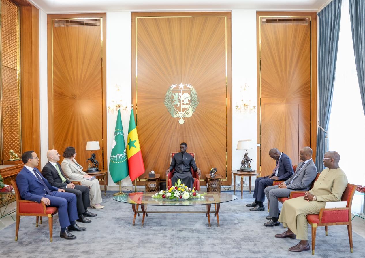 Senegales President Bassirou Diomaye Faye In A Meeting With Imf Officials At The Presidential Palace In Senegal