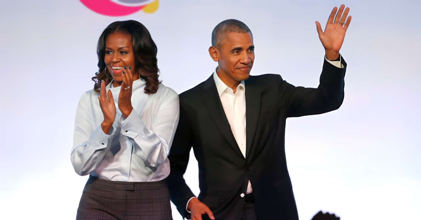 Michelle And Barack Obama During One Their Political Campaigns Era